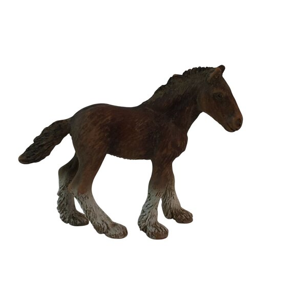 Schleich Horse Figures Brown Clydesdale Foal & White w/Yellow Mane Lot of 2 - Picture 5 of 8